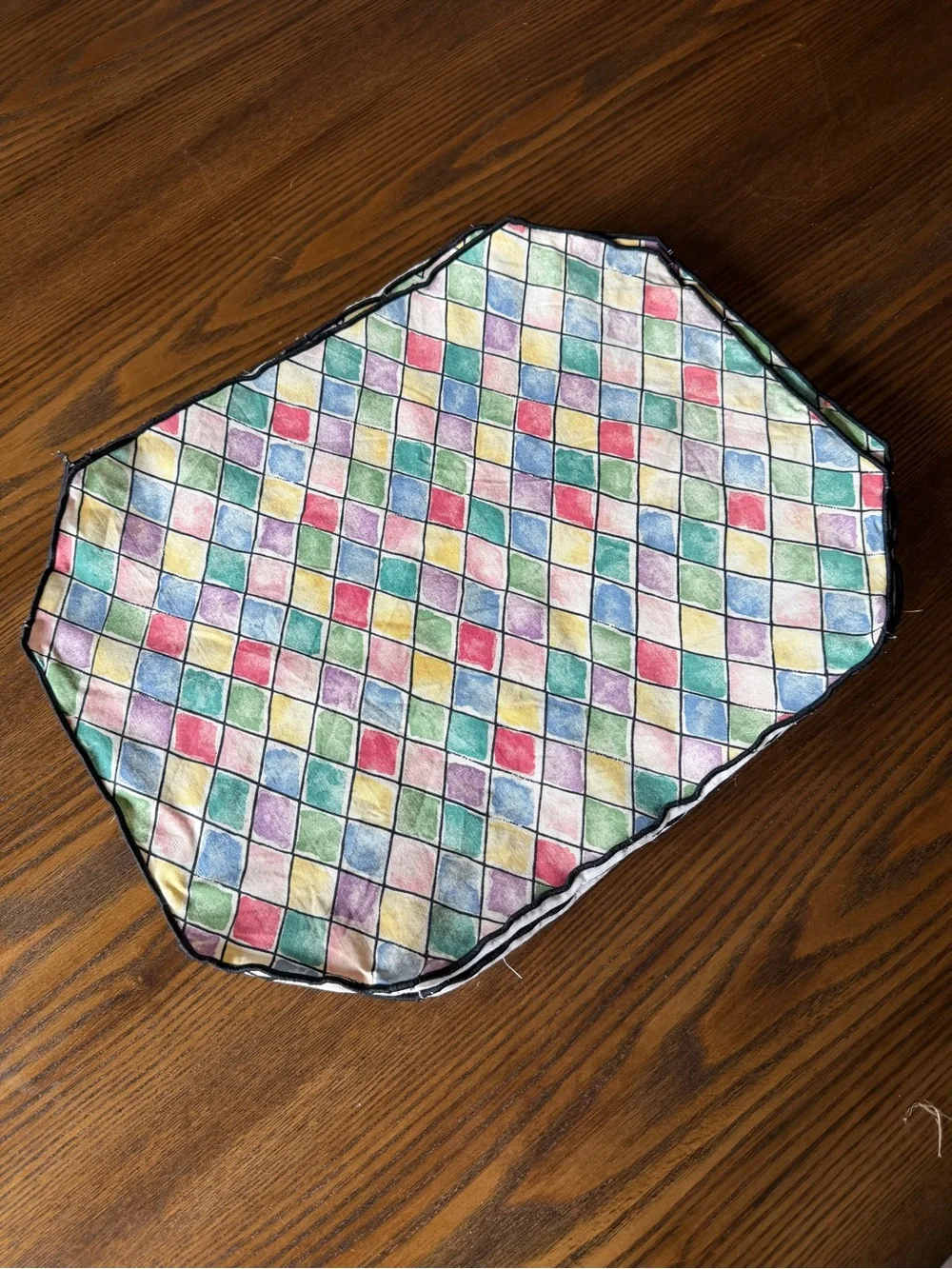 Vintage Diamond-Print Watercolor Print Quilted Placemats - Set of 4